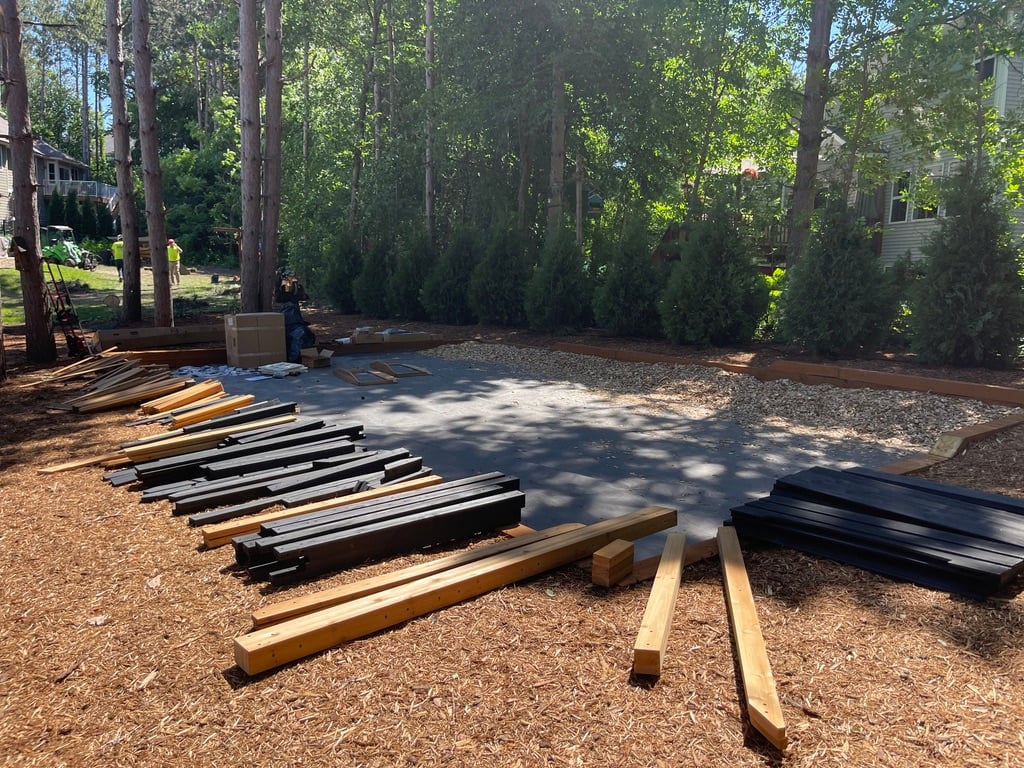 Playset parts laid out before assembly — Dakota County handyman service